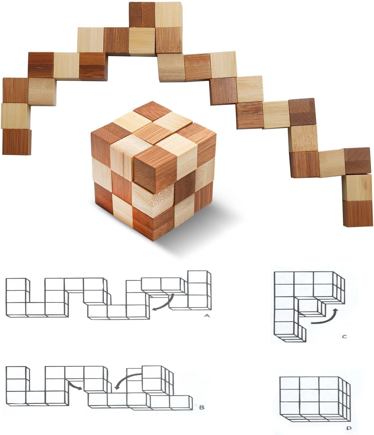 4 Pcs Wooden Puzzle Games Brain...