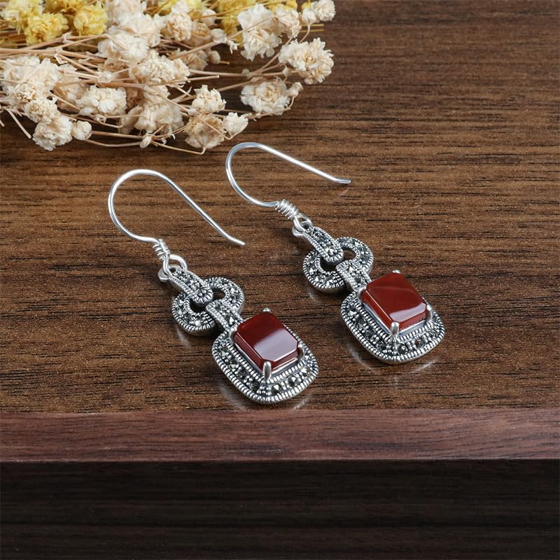 Boucles d'oreilles en argent sterling 925 vintage et marcassite - 2