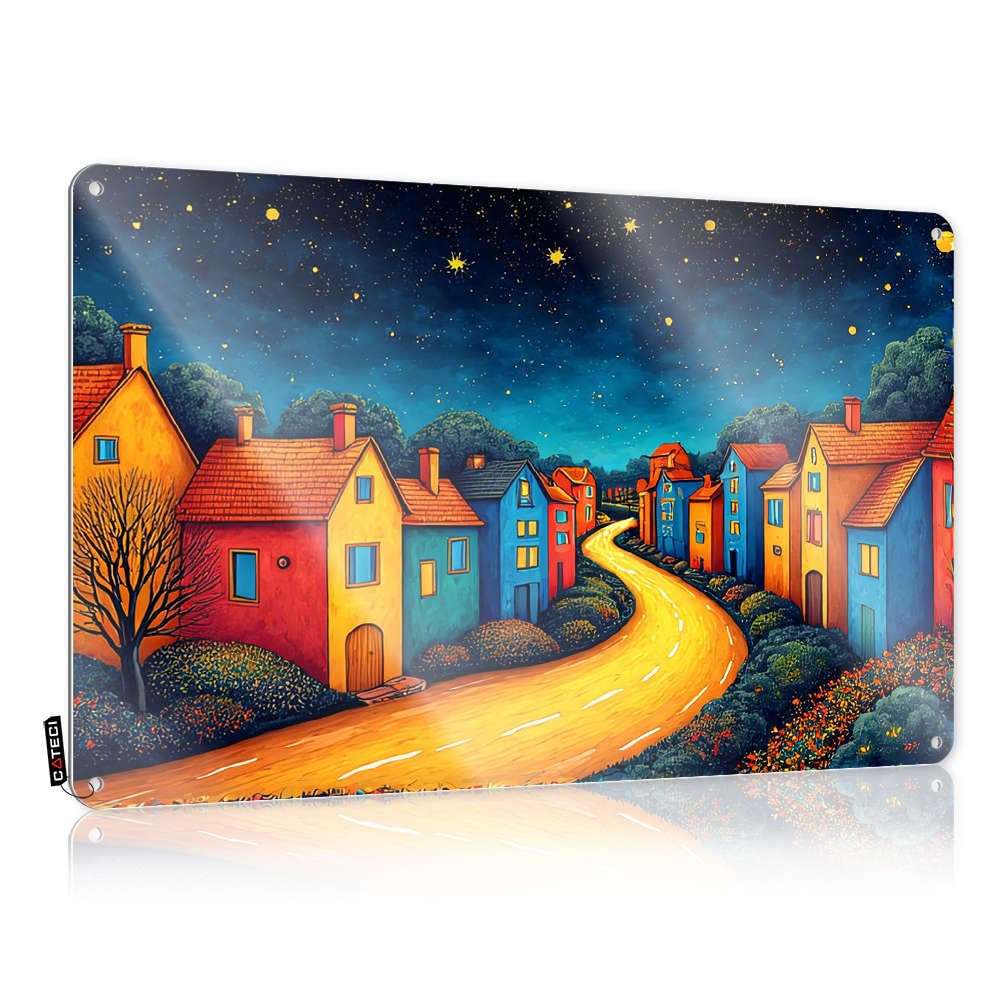 Fzfn Colour A Colorful Village Under A Starry Night Sky Stuff Nostalgic - Cool Wall Art Reusable Vintage Wall Art(30X40cm)