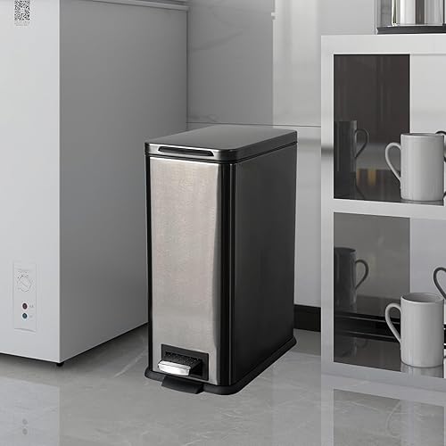 Miniatura 7 de JM YIPENG Cubo de basura negro para baño con tapa, 10 litros2.6 galones, cubo extraíble para baño, dormitorio, oficina en casa