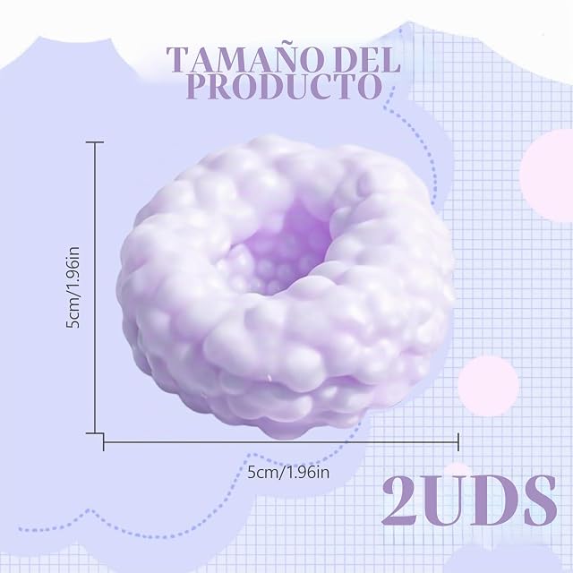 Foto 2 de 6 de 2 Piezas Bolas Sensoriales, Pelotas Anti estrés con Diseño de UVA, Juguete para Apretar de Textura Suave