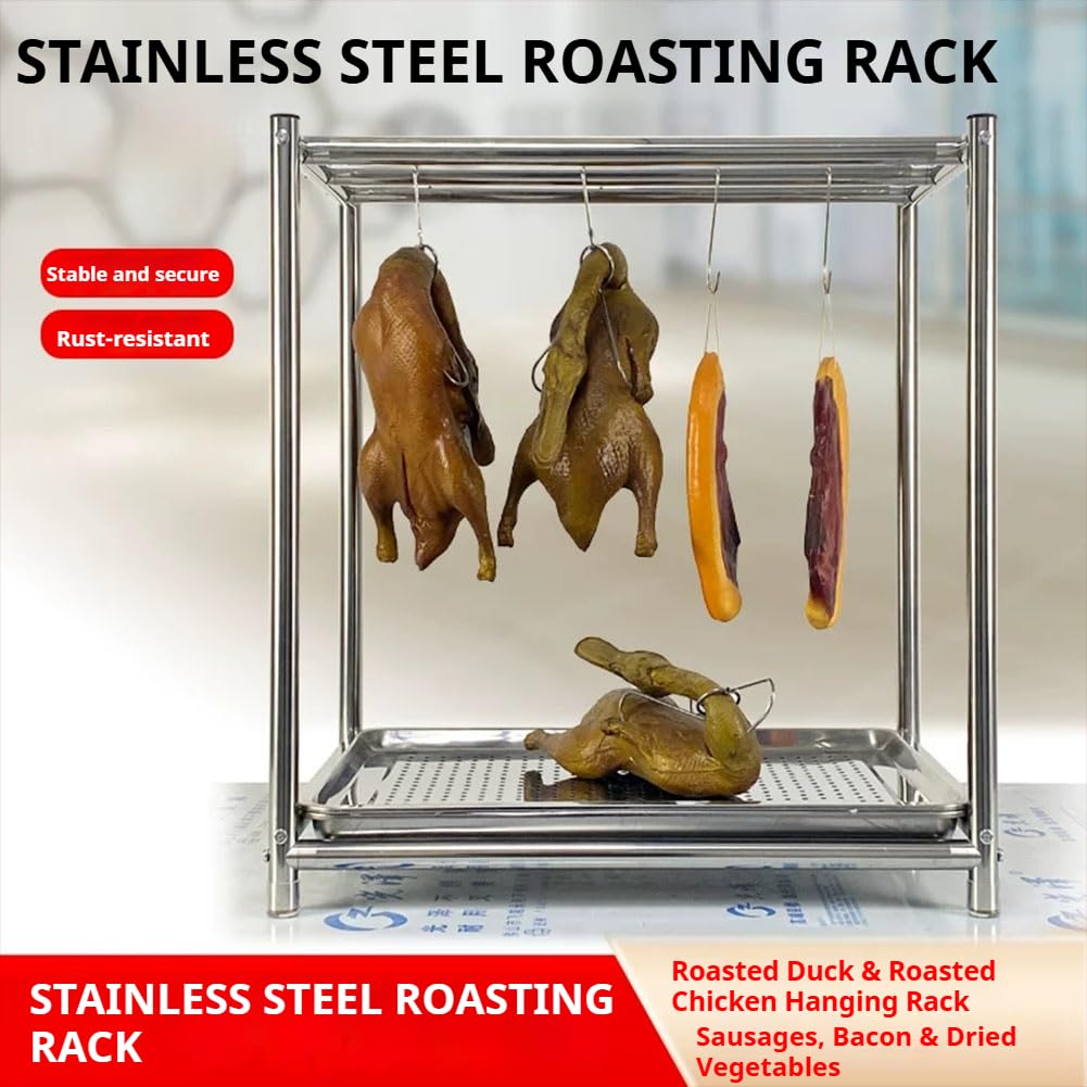 Griglia per arrosto in acciaio inox per salumi e anatra, griglia per asciugare la carne con 10 ganci, accessorio essenziale per cucine moderne