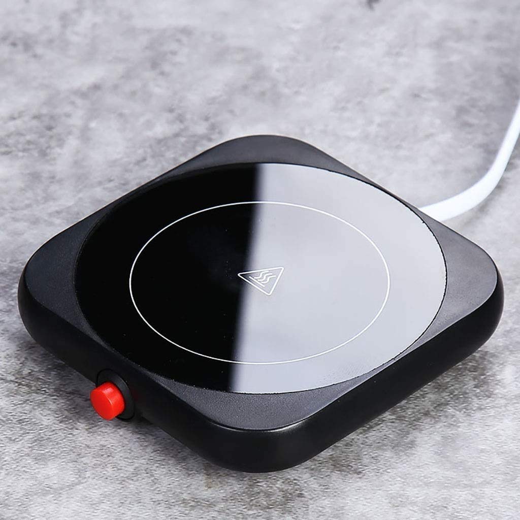 Tazza da caffè Warmer Cup Warmer Beverage Warmer for Ufficio Scrivania e casa, tè, Acqua, Cacao o Tazza di Latte con coperchi di Silicone Alimentare (Nero) (Color : A)