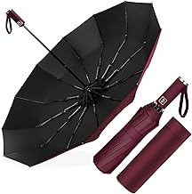 Automatic Folding Umbrella, Anti-Wind Folding Umbrella, Large 12 Rods for Men Women, Diameter 105 cm