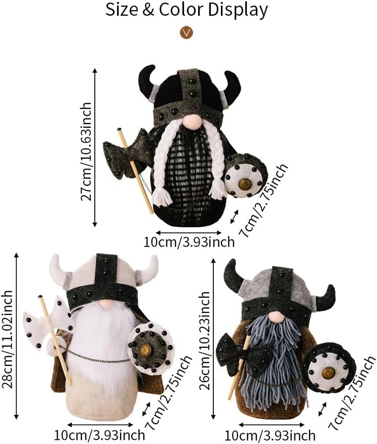 Viking Berserker Gnome Plush Valentine's Day Gift 3 Pack Viking Norse Gnome Gift 10'' H Viking Warrior Minotaur Gnomes Home Office Decor Viking Gift, Christmas New Year Gift, Men's Gift - Image 5