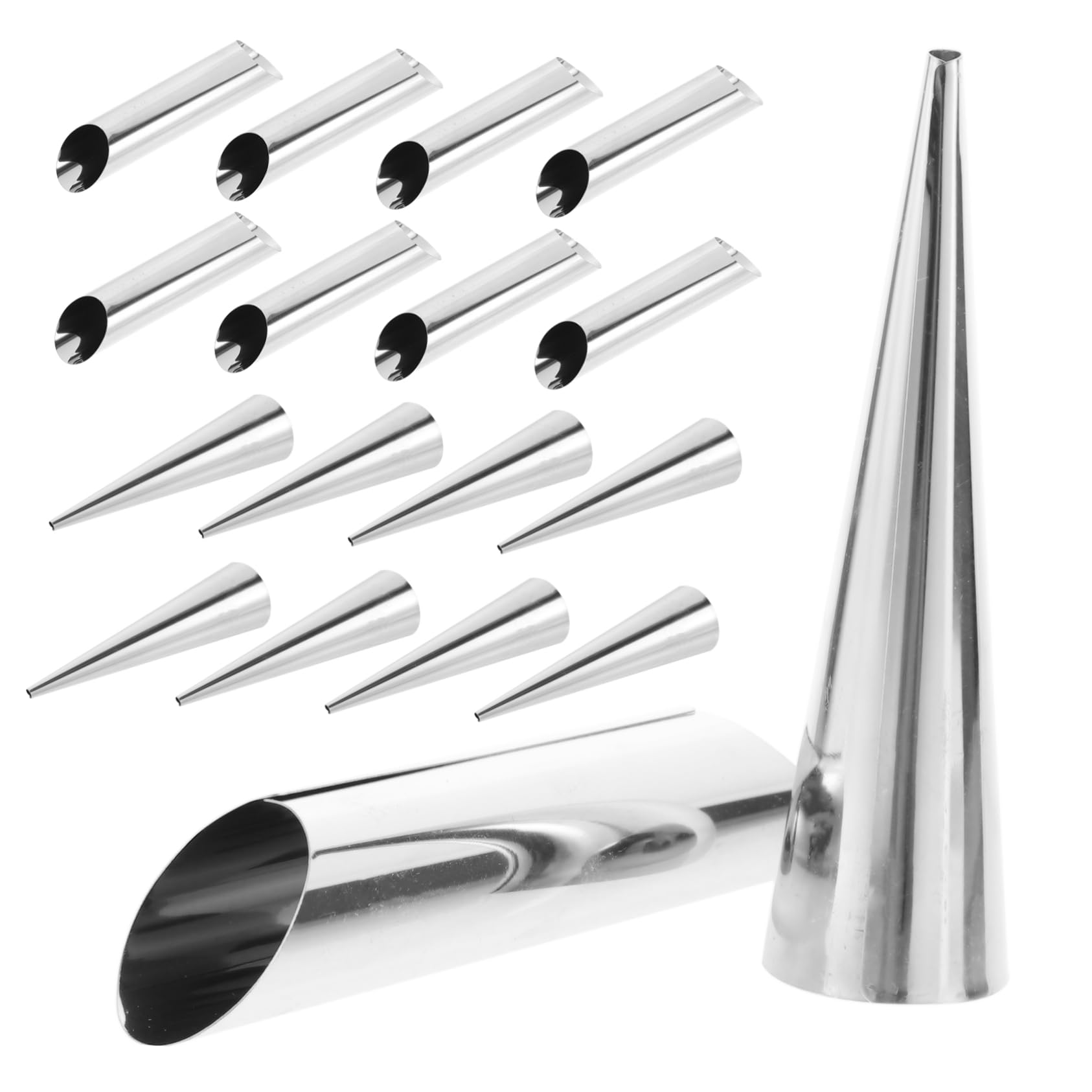 GRIRIW 16pcs Stainless Steel Croissant Baking Mold Horn Mold Cannoli and Savory Appetizers Easy to Use and Baking Tools