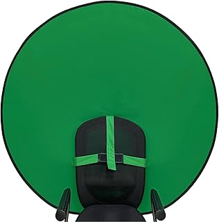 خلفية كرسي شاشة خضراء، خلفية محمولة قابلة للطي مقاس 1.4 م، خلفية كروماكي خضراء للتصوير الفوتوغرافي والبث والألعاب وكاميرا الويب والتكبير ومحادثات الفيديو ومؤتمرات الفيديو وسكايب من يوكو