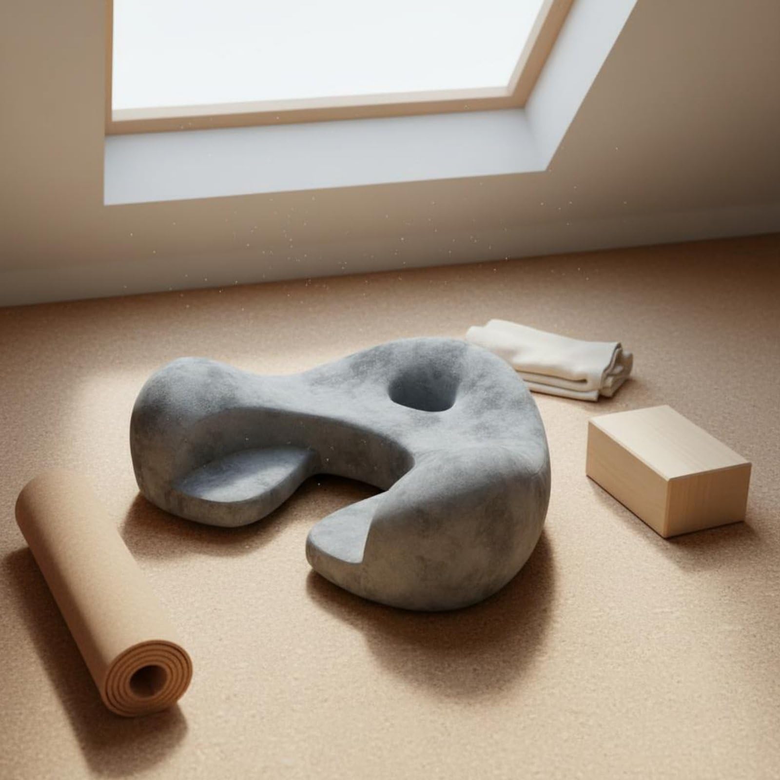 Cuscino da Meditazione Cuscino da Pavimento Seduta da Terra Guanciale Ergonomico con Forma Sagomata per Sedere a Gambe Incrociate O in Ginocchio con