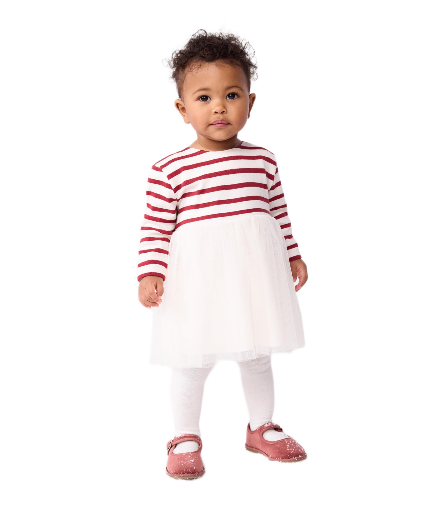 Petit Bateau Robe Bébé Bi-matière Manches Longues A0ebv01 Vestito Bimba 0-24 (Pacco da 1)