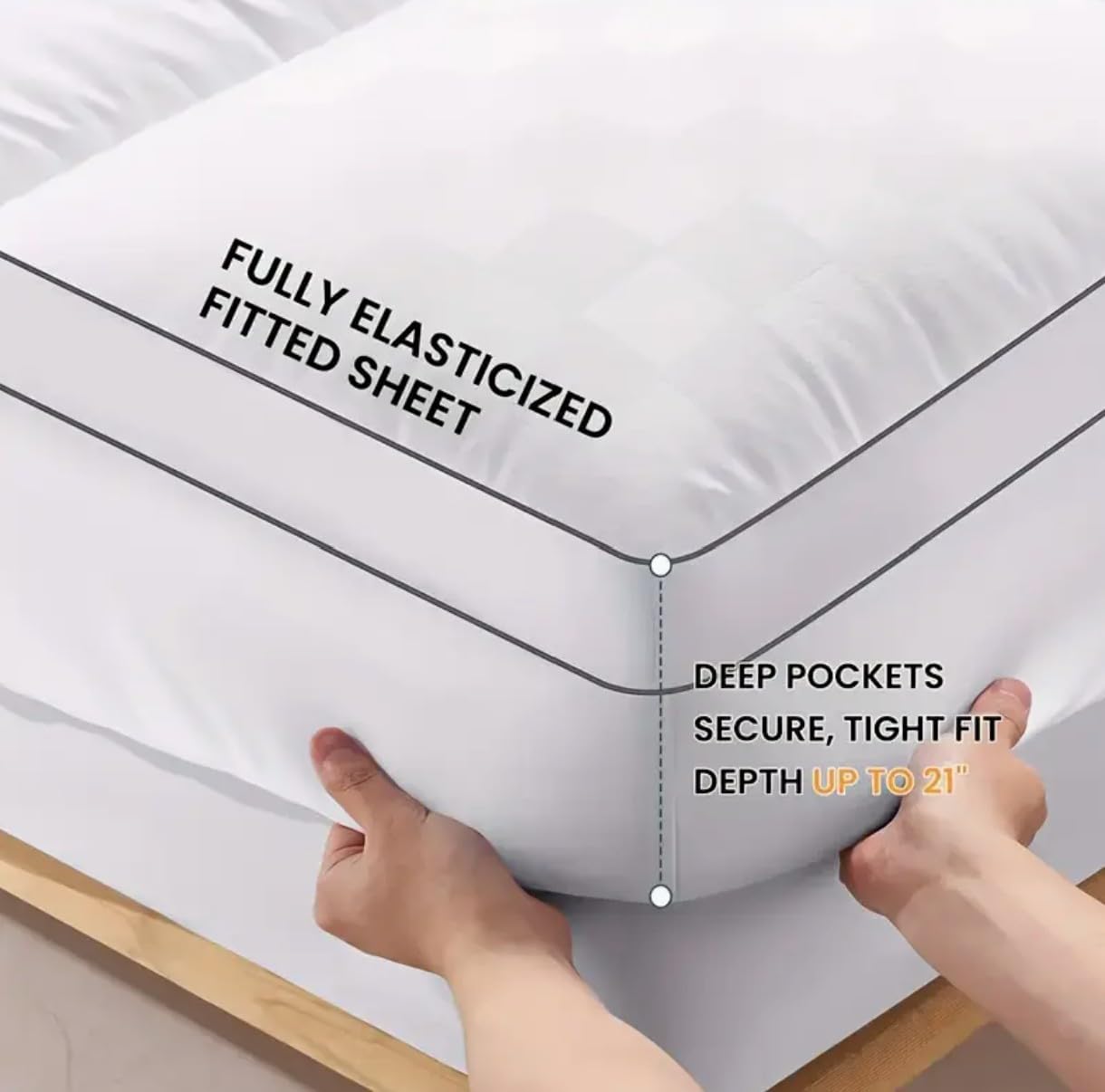 USACA Queen Mattress Topper Extra Thick – 1000 GSM Fluffy Pillow Top Mattress Pad for Back Pain Relief, Soft Cooling Mattress Cover with Deep Pocket 8-21 Inch, Machine Washable