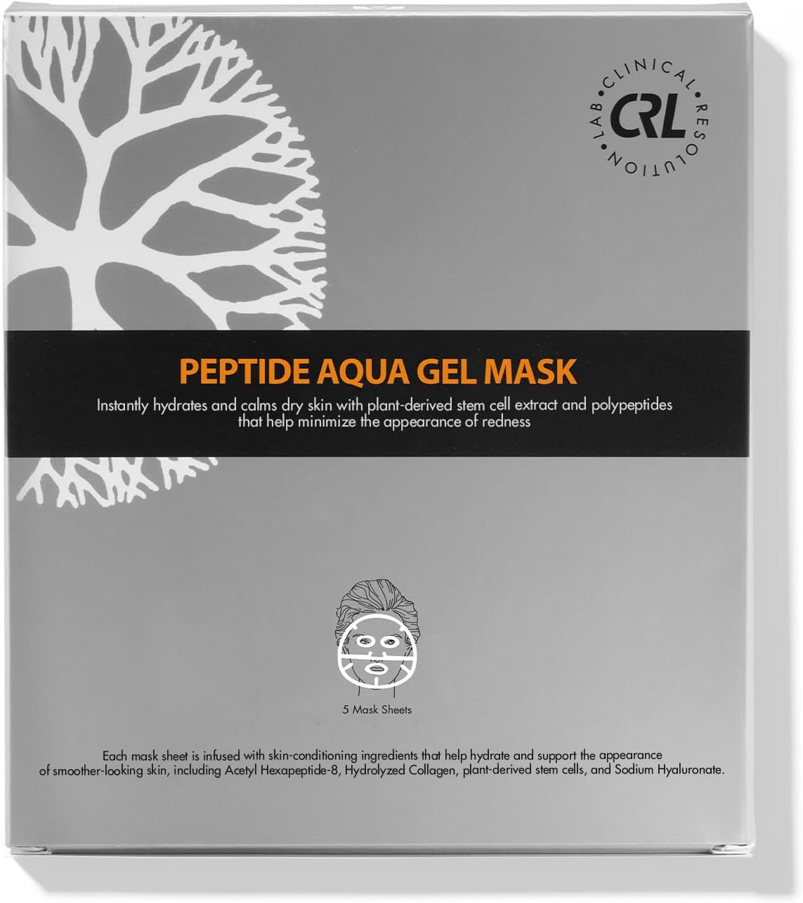 CRL Peptide Aqua Gel Mask 5 Pack Instant Hydration, Soothing & Cooling, Helps Comfort Skin After Professional Treatments, for a Refreshed, Healthy-Looking Complexion