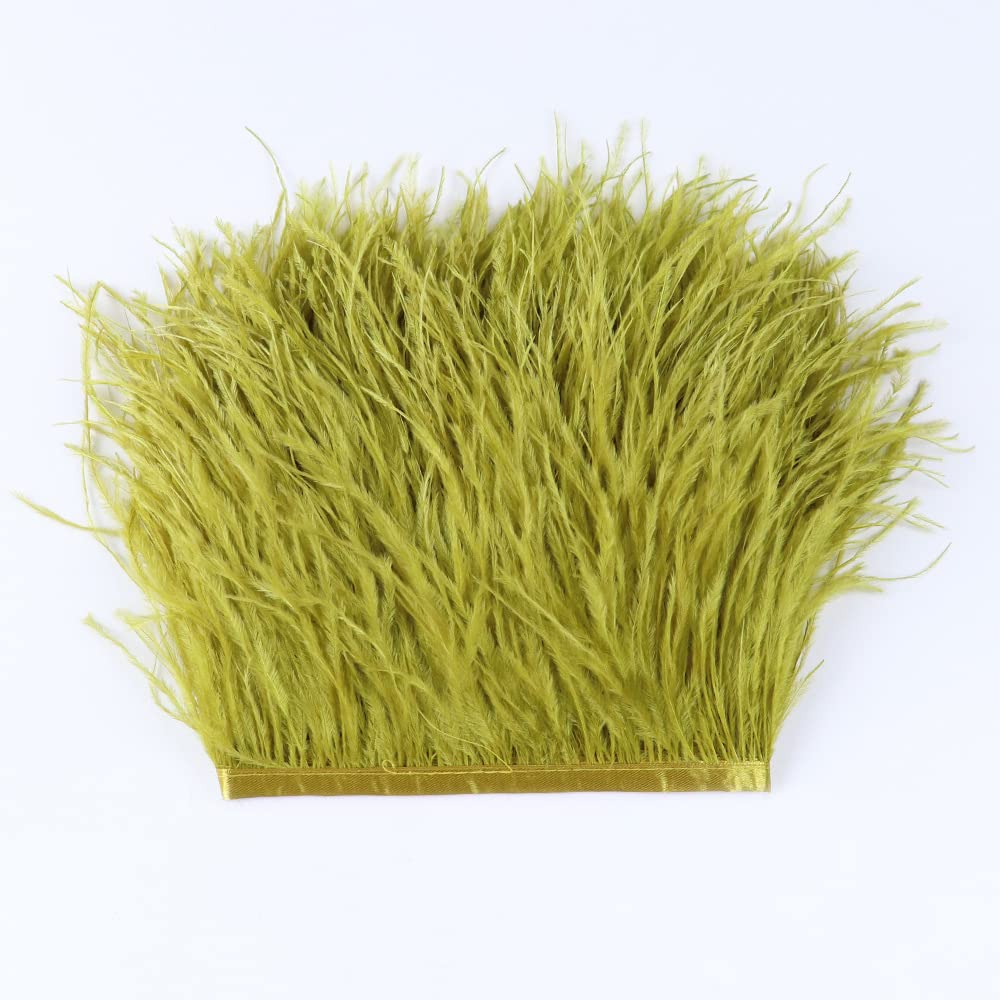 2m Nastro piumato con frange, nastro di piume di struzzo, frange di piume naturali, bordo di piume per cucito, artigianato, costumi, decorazione, fatto a mano, larghezza circa 10-15 cm, verde