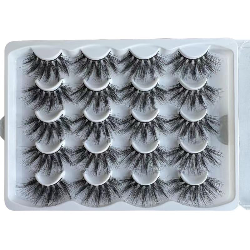 Choshim 3D Mink Eyelashes 10 Pairs 20-25MM Long Fluffy Dramatic False Eyelashes Reusable Lash Extensions for Black Women for Halloween Bold Makeup