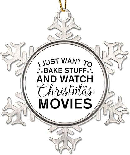 Vista 29 de Adorno de Navidad de metal para hornear, Navidad, copo de nieve, árbol de Navidad, recuerdo, citas divertidas, adorno de Navidad, adorno de Navidad