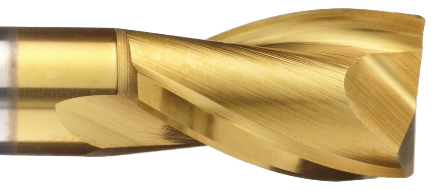 N20480 High Speed Steel Square Nose End Mill, Weldon Shank, TiN Finish, Roughing and Finishing Cutting, 30-Degree, 2-Flute, 4.125" OAL, 1.500" Cut Diameter, 1.25" Shank Diameter