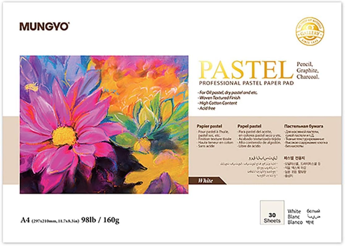 MUNGYO Professional Pastel Paper Pad. A4 Size Oil Pastel Paper, 30 Sheets (White), Drawing Board, Artist Paper, Art & Crafts, Hobby