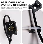 200Pcs Saddle Cable Tie Mount Base, Screw-in Wire Holder for Home Office | Black, nylon, central screw hole, works with standard plastic zip ties, bundle mouse, power, charging cords