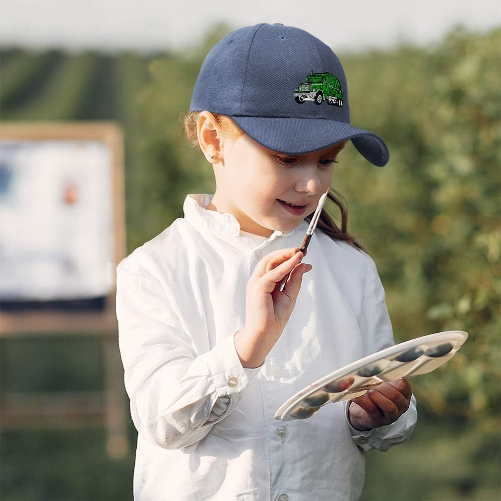 Kids Toddler Baseball Cap Garbage Truck Green Embroidery Cotton Boys & Girls Strap Closure Navy Adjustable