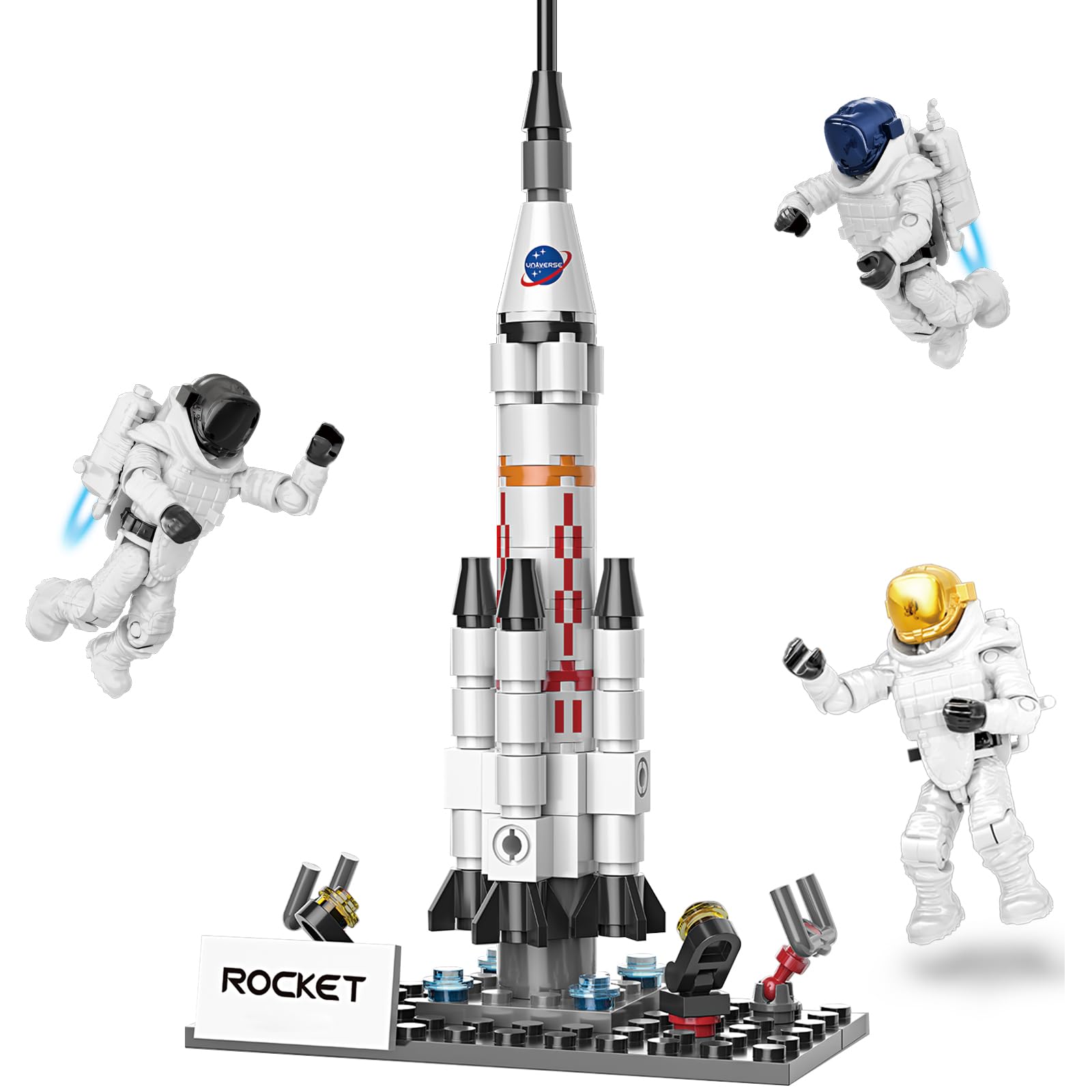 Booyuer Transbordador Espacial 8 en 1 Juguete Stem, 415 PCS Kit de Construcción de Cohete Aeroespacial con Estación Espacial, Torre de Control y Figuras de Astronautas, Regalo para Niños de 6+
