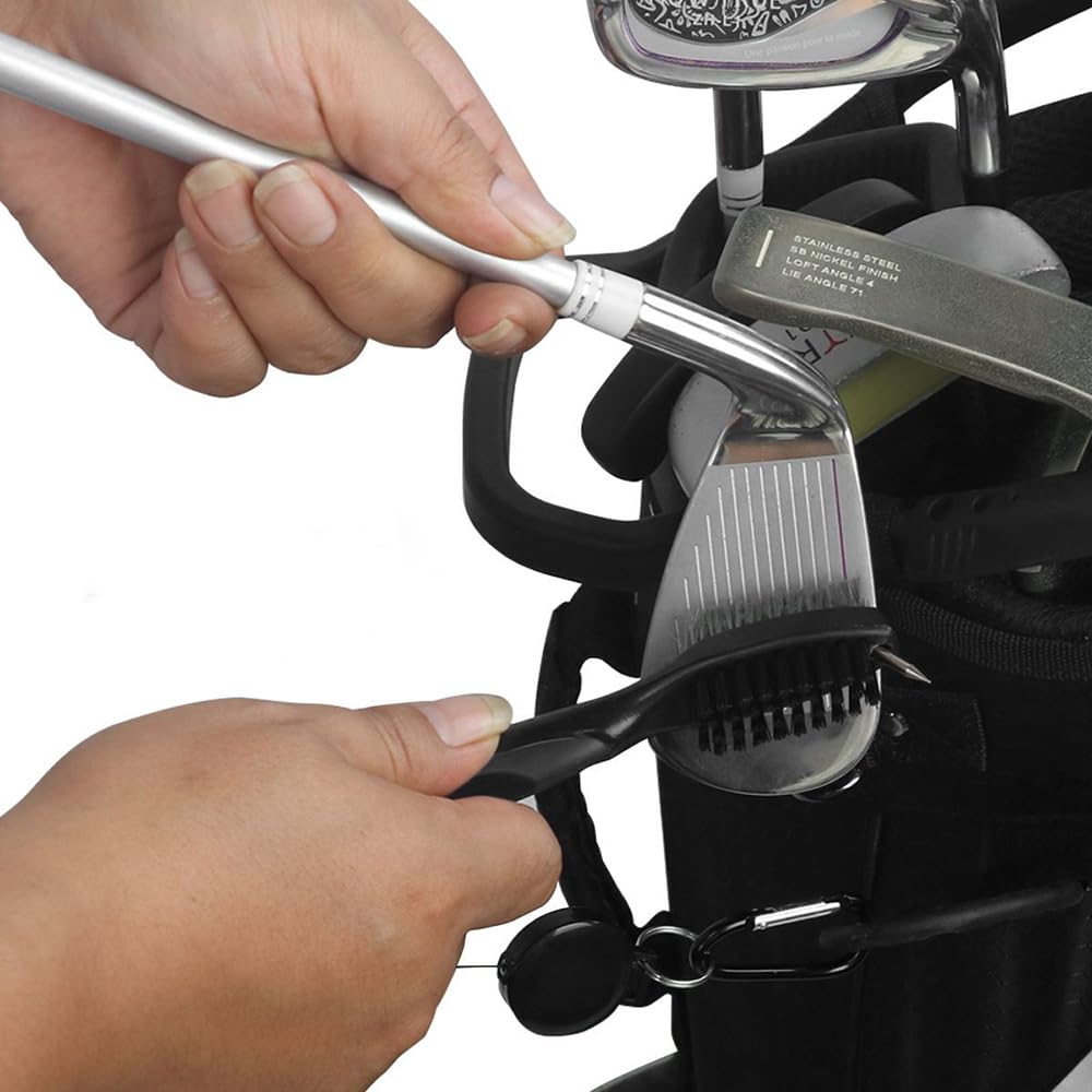 Limpiador de Palos de Golf Cepillo de Doble Cara Nailon y Acero para Limpieza de Grooves