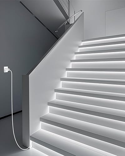 Miniatura 7 de Aclorol Tira de luces LED COB de 5 V, 6000 K, color blanco frío, tira de luces LED USB de 10 pies para dormitorio, 0.315 in de ancho, cuerda