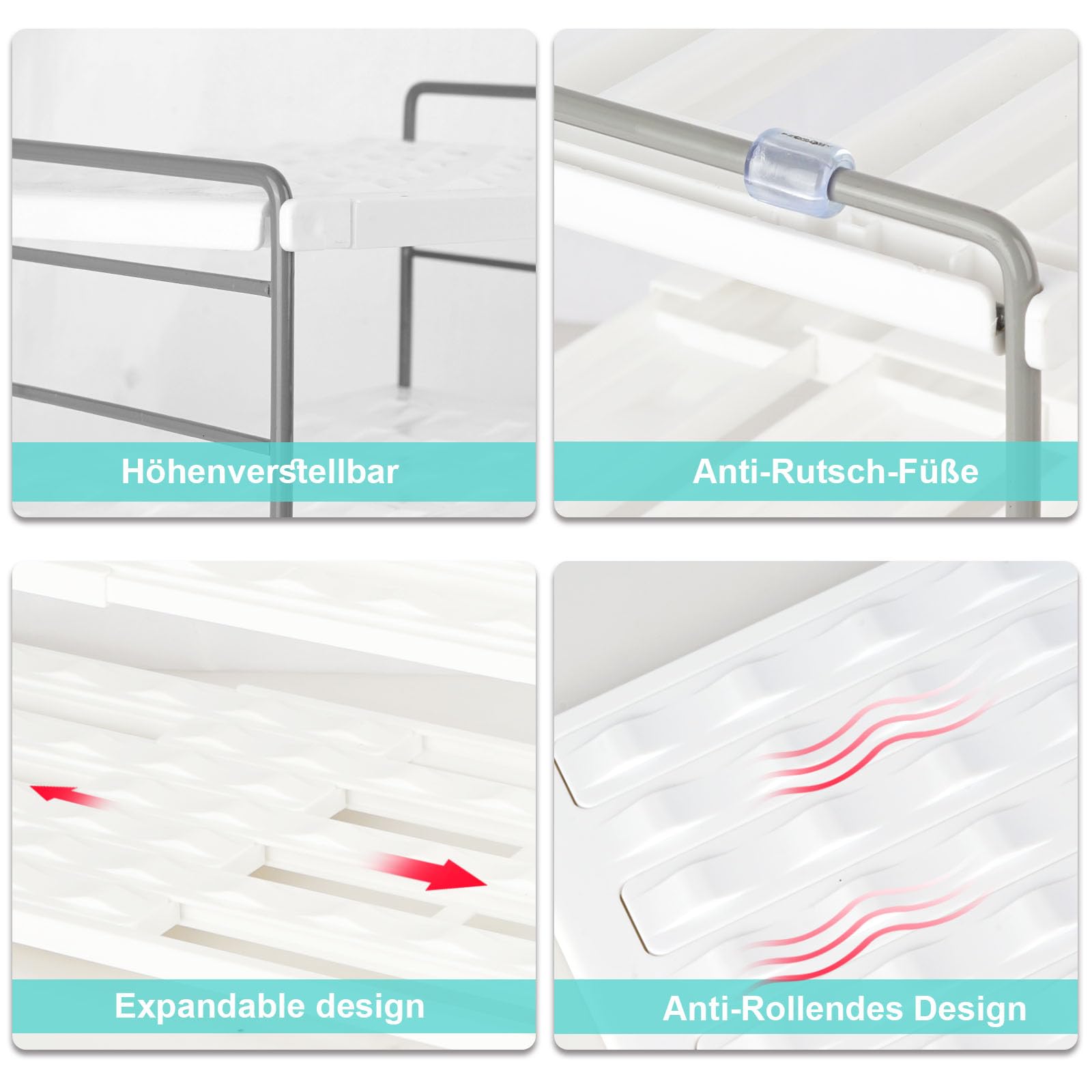 2 Stück Kühlschrank Flaschenhalter – Stapelbar, Aus PP, Weiß, Je 29,3x10 Cm, Für Bis Zu 10 Flaschen, Mit Anti-Rutsch-Basis