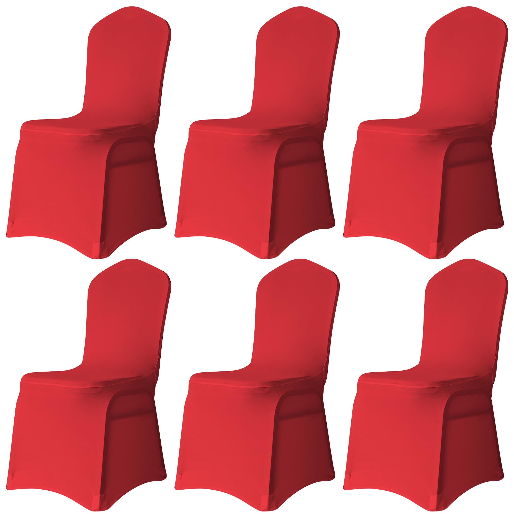 Trimming Shop Wedding Chair Covers Flat Front Design, Red, Pack of 6