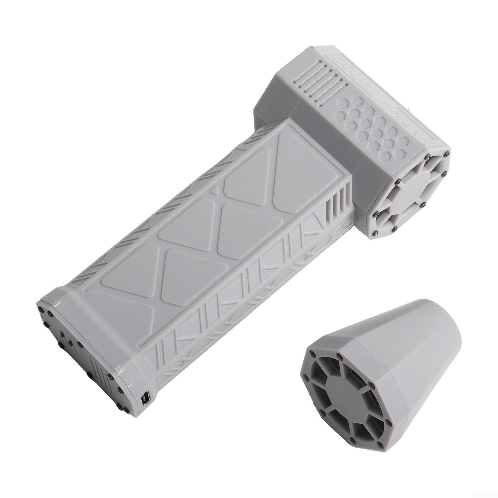 Ventilateur turbo violent de 130 000 tr/min, moteur CC sans balais avec vitesse du vent de 52 m/s, 2 batteries 21700 et charge rapide, protection contre les surchauffes, buse magnétique (gris/noir