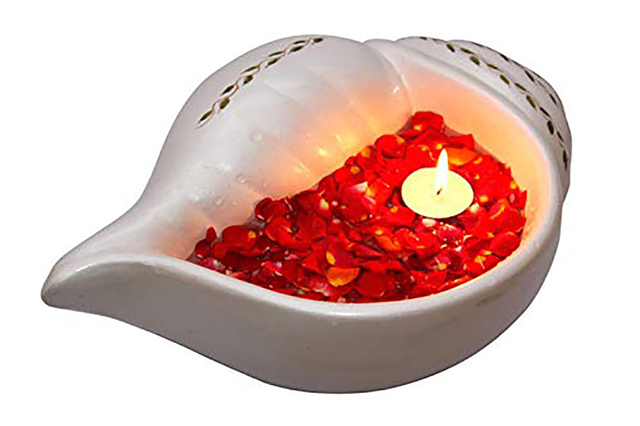 SHABANA Art Pottteries Handmade Terracotta Sangu Uruli/Urli - Shell Shaped Urli - Lilly Pond
