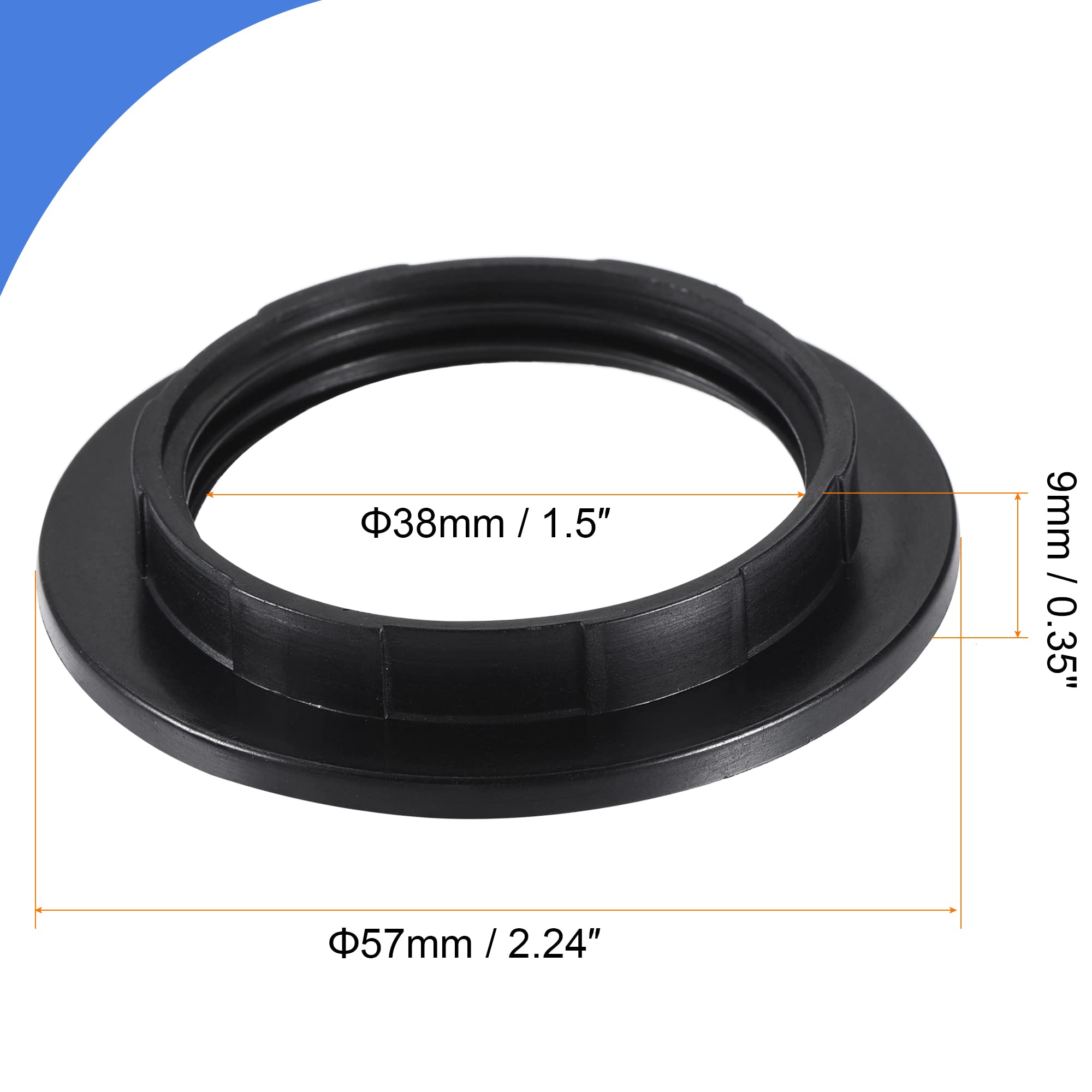 MECCANIXITY E26/E27 Light Socket Rings Lamp Shade Holder Adapter Ring Replacement for Light Fixtures, Black Pack of 4