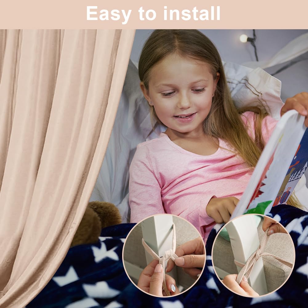 HOTUT 130 * 320cm Ensemble de Décoration de Lit 2 Pièces avec 2 Ciels de Lit,100% Mousseline de Coton Biologique Adapté Aux Chambres de Garçons et de Filles-Gris