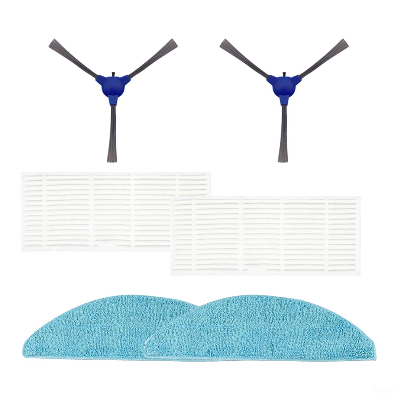 Roboparts® Recambios compatibles con Robot Aspirador Cecotec Conga M70. Cepillos Laterales, Filtros Hepa y Mopas para Robot Aspirador