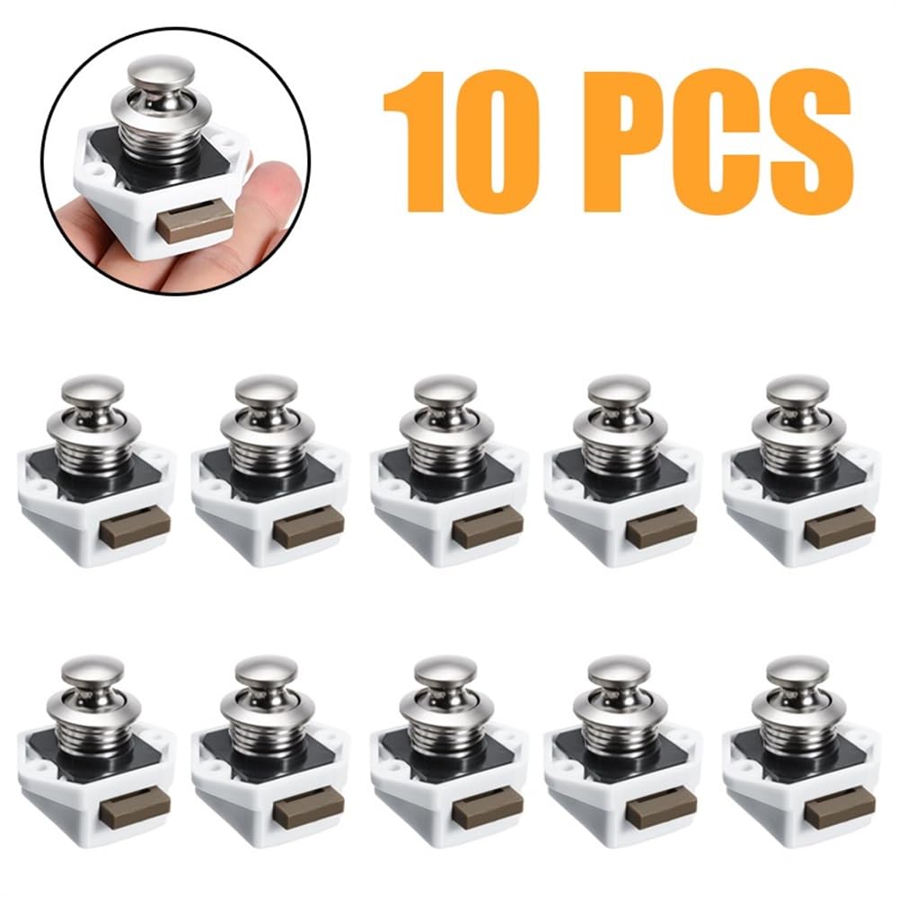 Pasamanos de Escalera baranda Soportes 10pcs Práctico Armario Push Button Catch Lock Moder Gabinete Cartel Cantper RV Cerraduras de Muebles de autocaravanas