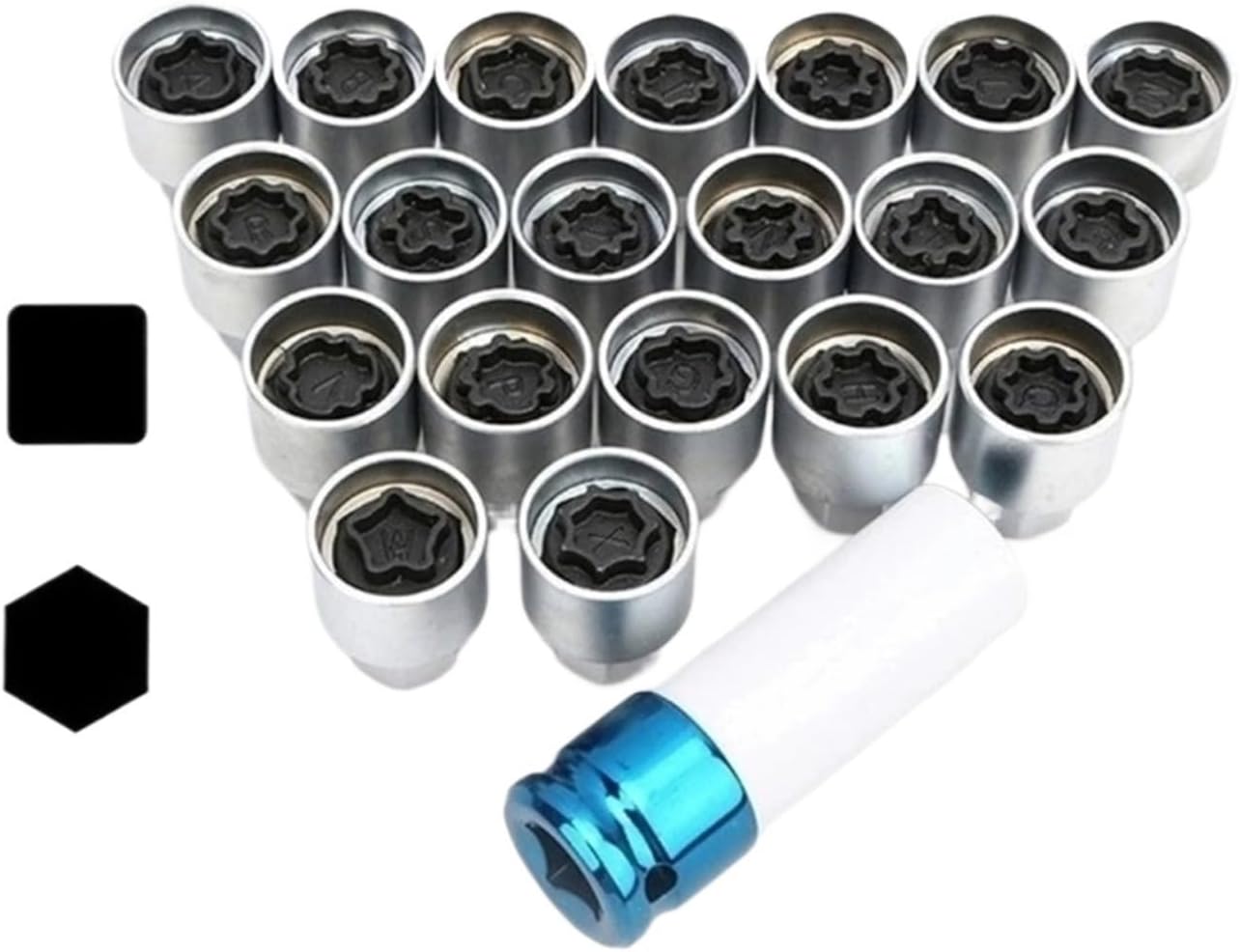 21pcs Car Wheel Tire Anti-theft Screw Sleeve Removal Key Compatible For Audi A6/Q5/Q3/Q7/Q2/A1/A4/A5/A8/A3/A7 Repair Disassembly Tools