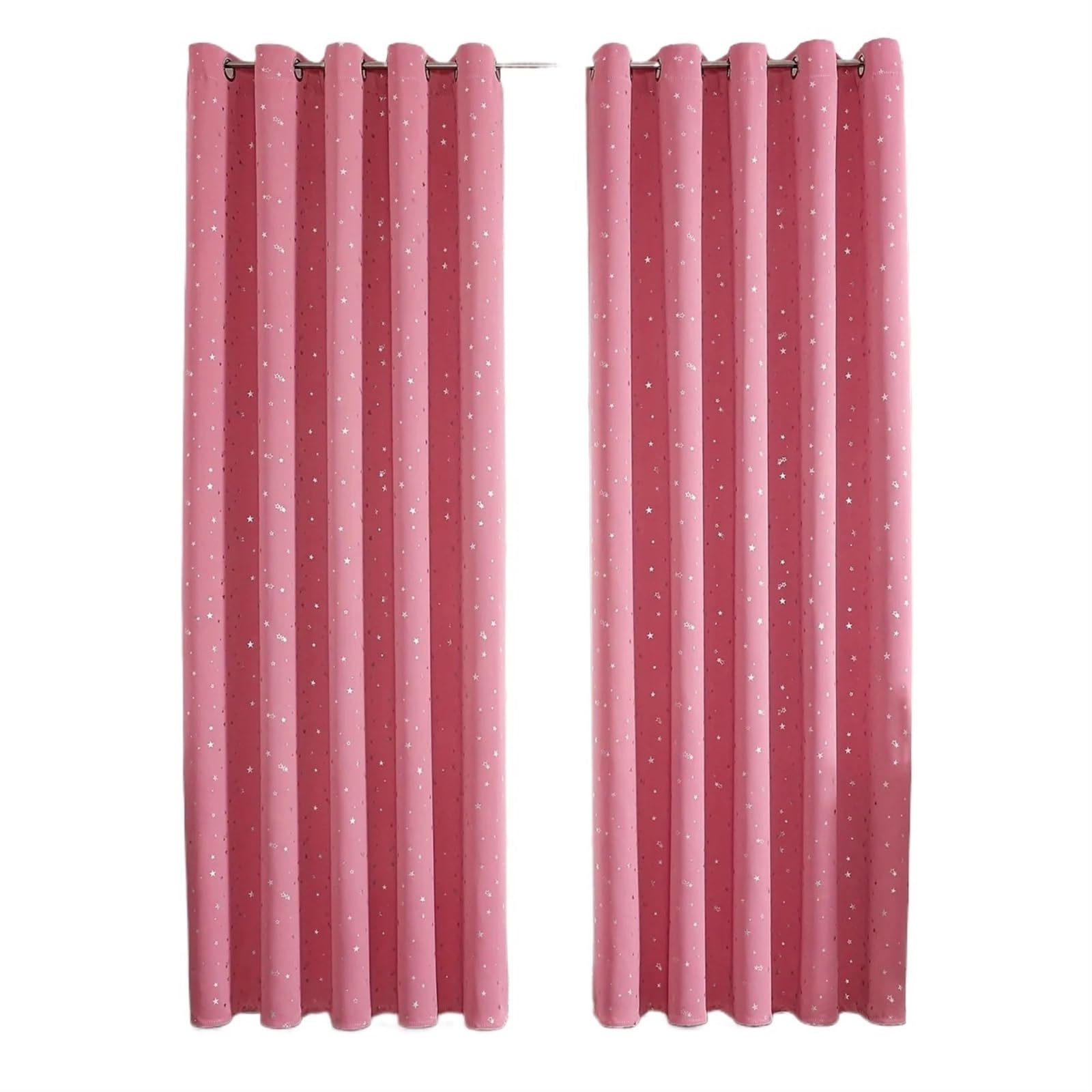 EnxJire Blackout Curtains Blackout Curtains with Stars Grommet Top for Bedroom Living Room Window Drapes(Pink-2Panels,100X200cm)