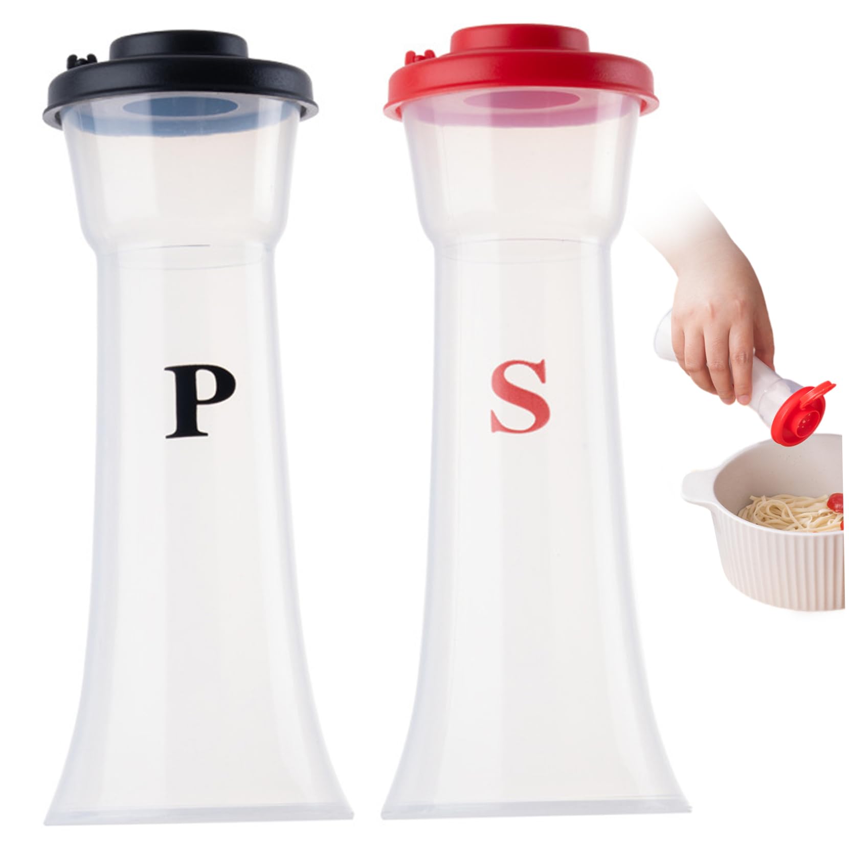 Wedhapy Moisture Proof Salt and Pepper Shakers 2Pcs/Set Plastic Salt and Pepper Shakers with Lids, Hourglass Moisture Proof and, Clear Spice Jar Dispenser