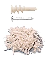 Vista 1 de IMScrews Juego de 100 anclajes de plástico autoperforantes para paneles de yeso con tornillos, kit de anclajes de pared con 50 tornillos/50 anclajes