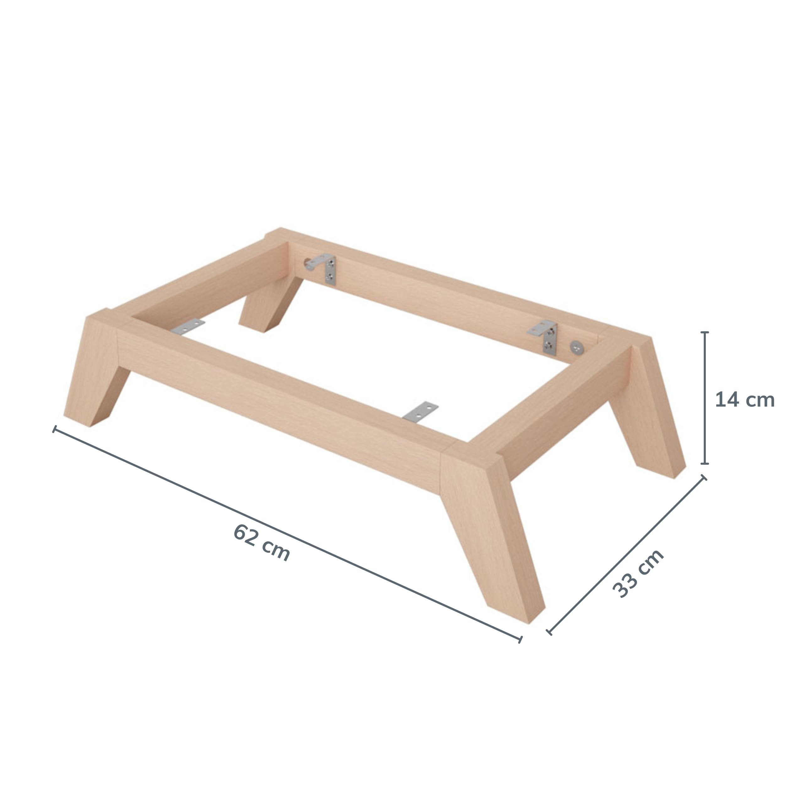 Kallax Regal Untergestell für 2er Kallax | Holzuntergestell Massive Buche | Möbelfüße für Kallax Sideboard | Passgenau 2 Fächer Breite | Retro Design