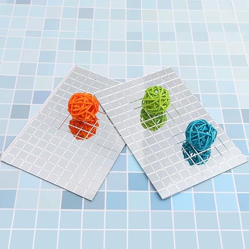 Miniatura 7 de 1500 piezas de mini espejos cuadrados de vidrio, azulejos de mosaico autoadhesivos BENBO de 0.394 in, azulejos de espejo de bola de discoteca,