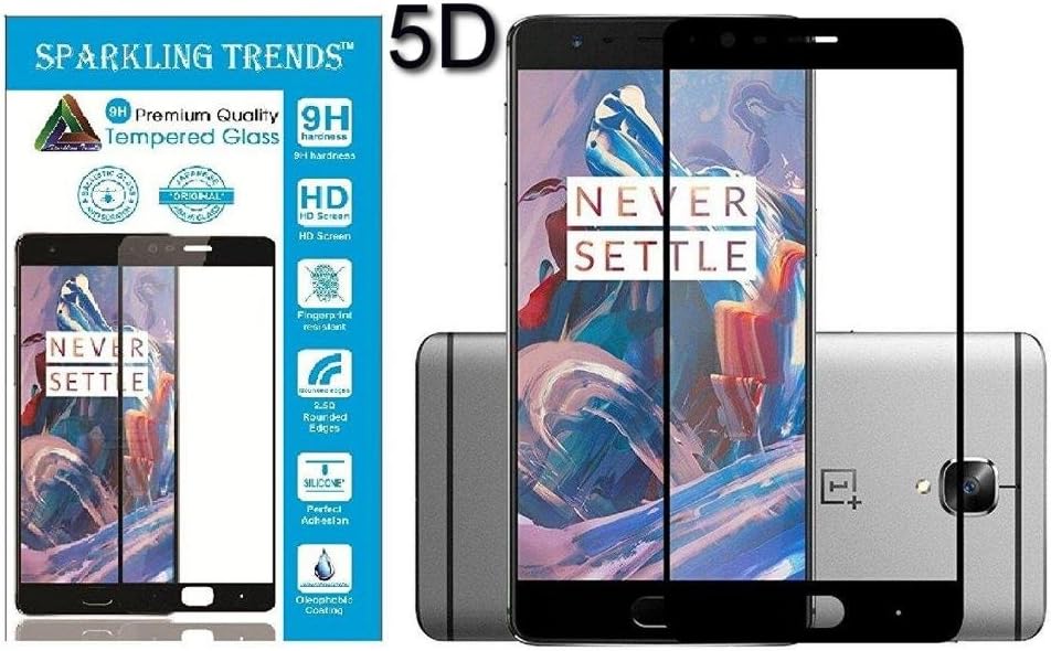 Sparkling Trends Premium Edge to Edge Tempered Glass Screen Protector for OnePlus 3 /3T (Black)