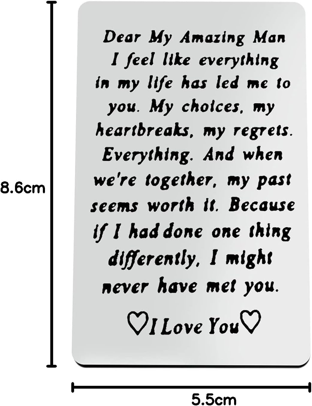 Engraved Wallet Insert Card for Boyfriend Husband Valentines Day Gifts for Men Christmas Birthday Gifts Wedding Anniversary Card Gifts I Love You Gifts for Him Fiance