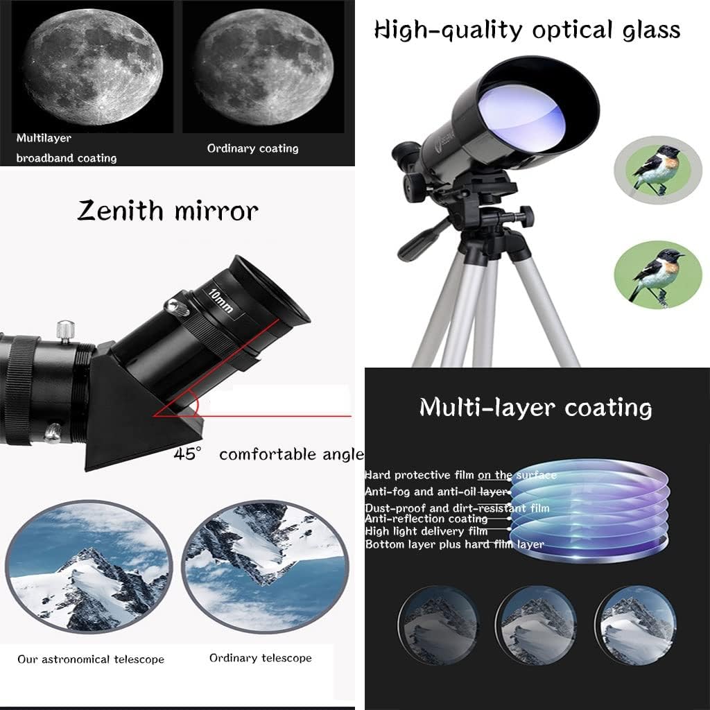 LSLYTQ Spacmirrors Refractor Telescope for Adults and Beginners,70mm Aperture 400mm AZ Mount,Astronomy Telescope for,'s Gifts