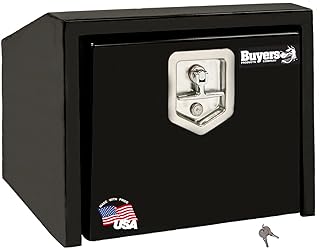 Buyers Products 1703351 Steel Underbody Truck Box with Slanted Back, 14/10.5 x 12 x 18 Inches, Lockable T-Handles, Truck Storage and Organizer, Made in the USA, Black