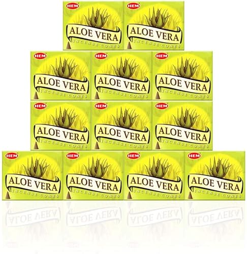 Aloe Vera - Caja de 12 cajas, 10 conos cada una - Incienso HEM de la India
