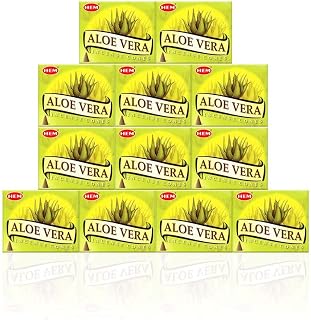 Aloe Vera - Case of 12 Boxes, 10 Cones Each - HEM Incense From India