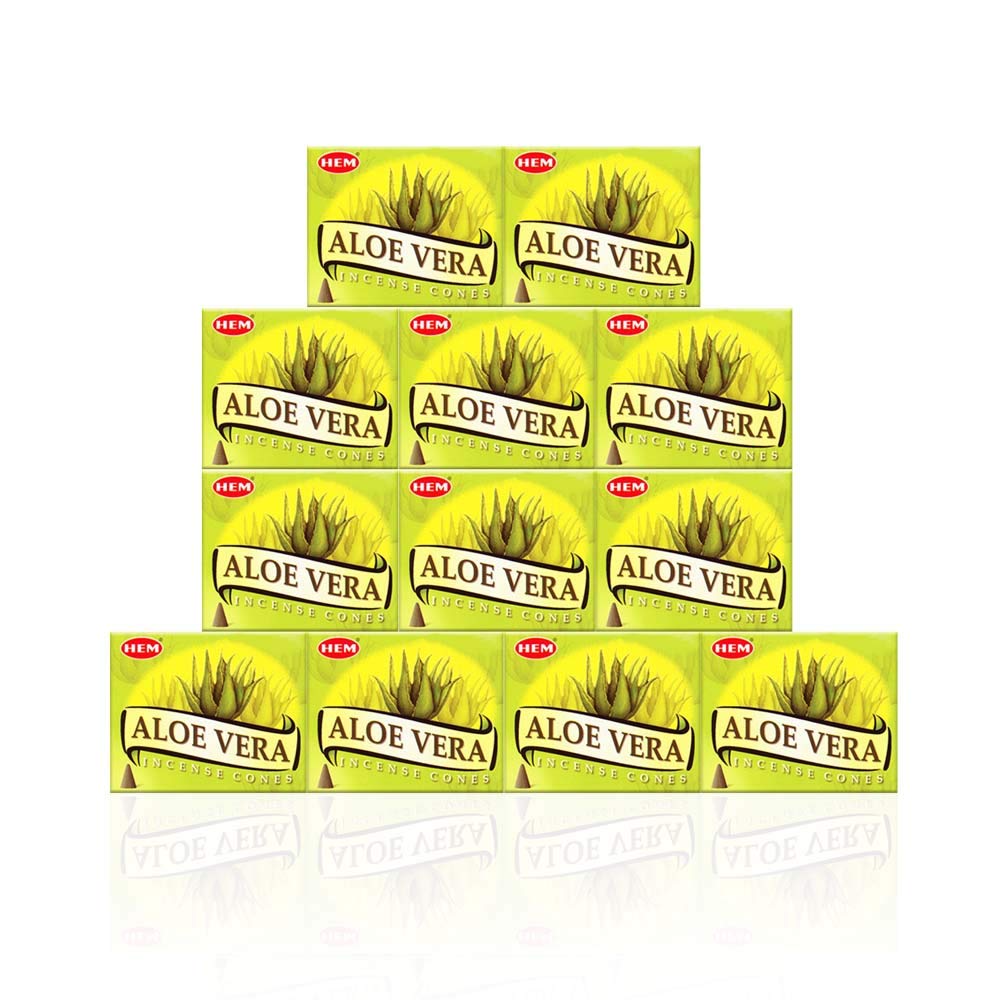 Aloe Vera - Case of 12 Boxes, 10 Cones Each - HEM Incense From India