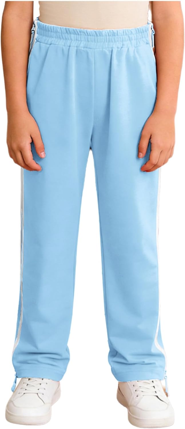 TiaoBug Kids Boys Basketball Tear Away Pants Split Zipper Straight-Leg Sweatpants Post Knee Surgery Long Trousers