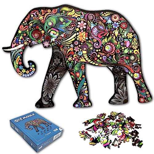 Universal Castle Animal Shaped Jigsaw Puzzles Collection for Adults and Kids, Animals and Decoration Themes Education, Family Fun Activity (Elephant)