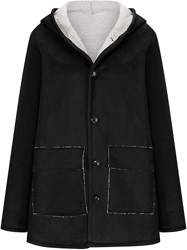 Miniatura 6 de YAFINMO Abrigos de invierno para mujer 2023, chaquetas con forro polar Sherpa de talla grande, parka de gamuza sintética, ropa exterior