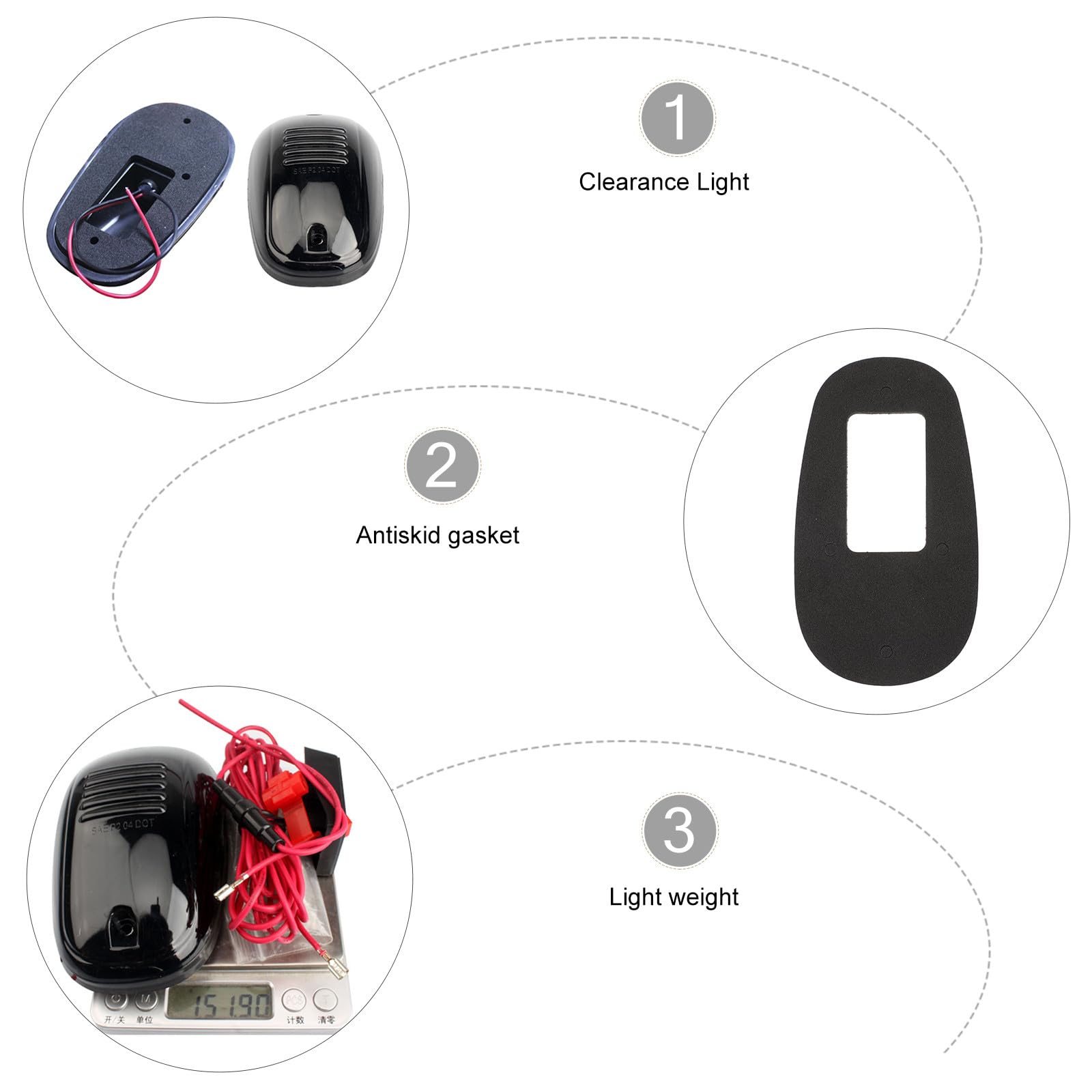 Mipcase Luz de Techo para Cabina de Camioneta, 5 Piezas, Pvc Negro